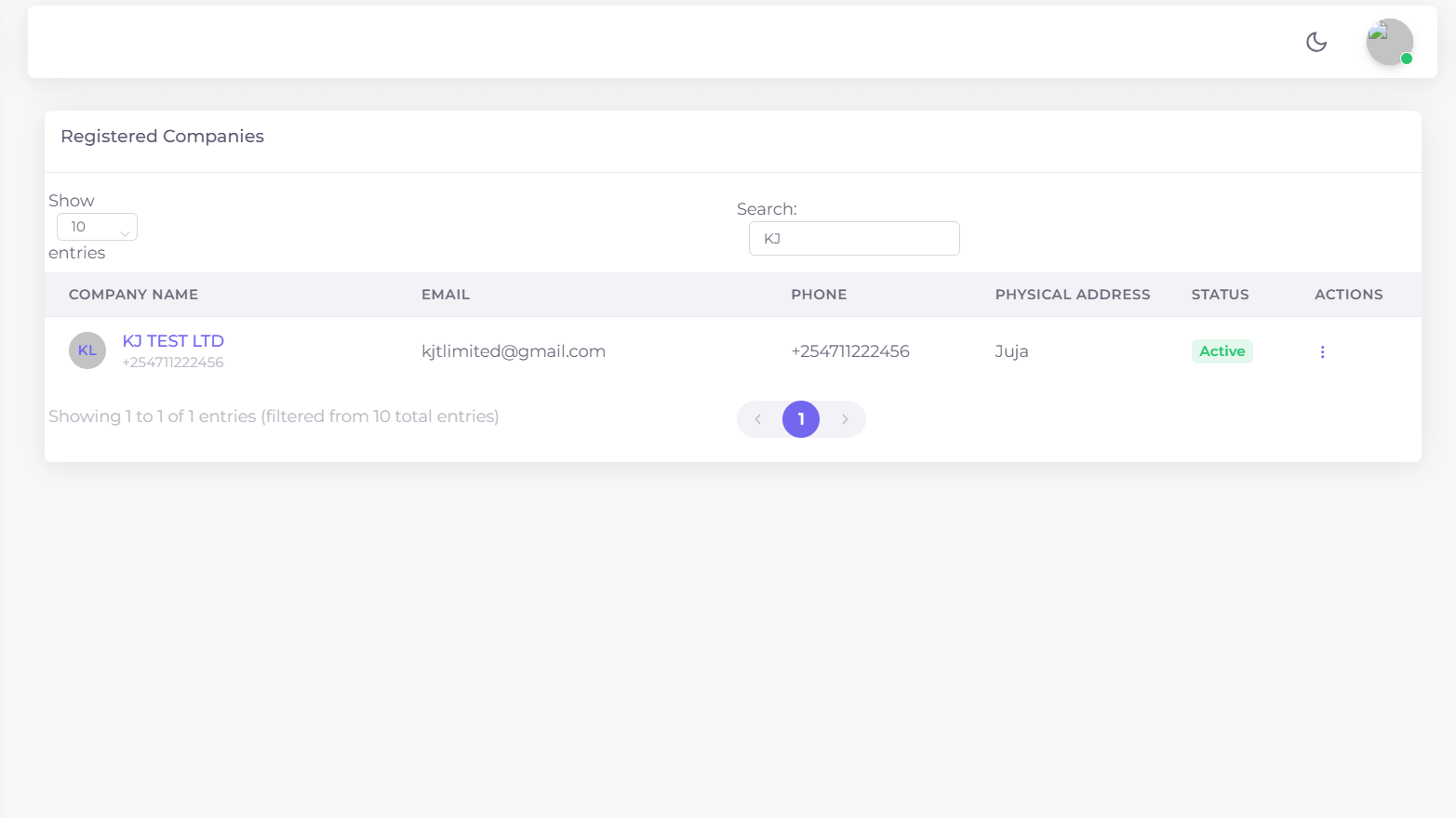 View Companies Table
