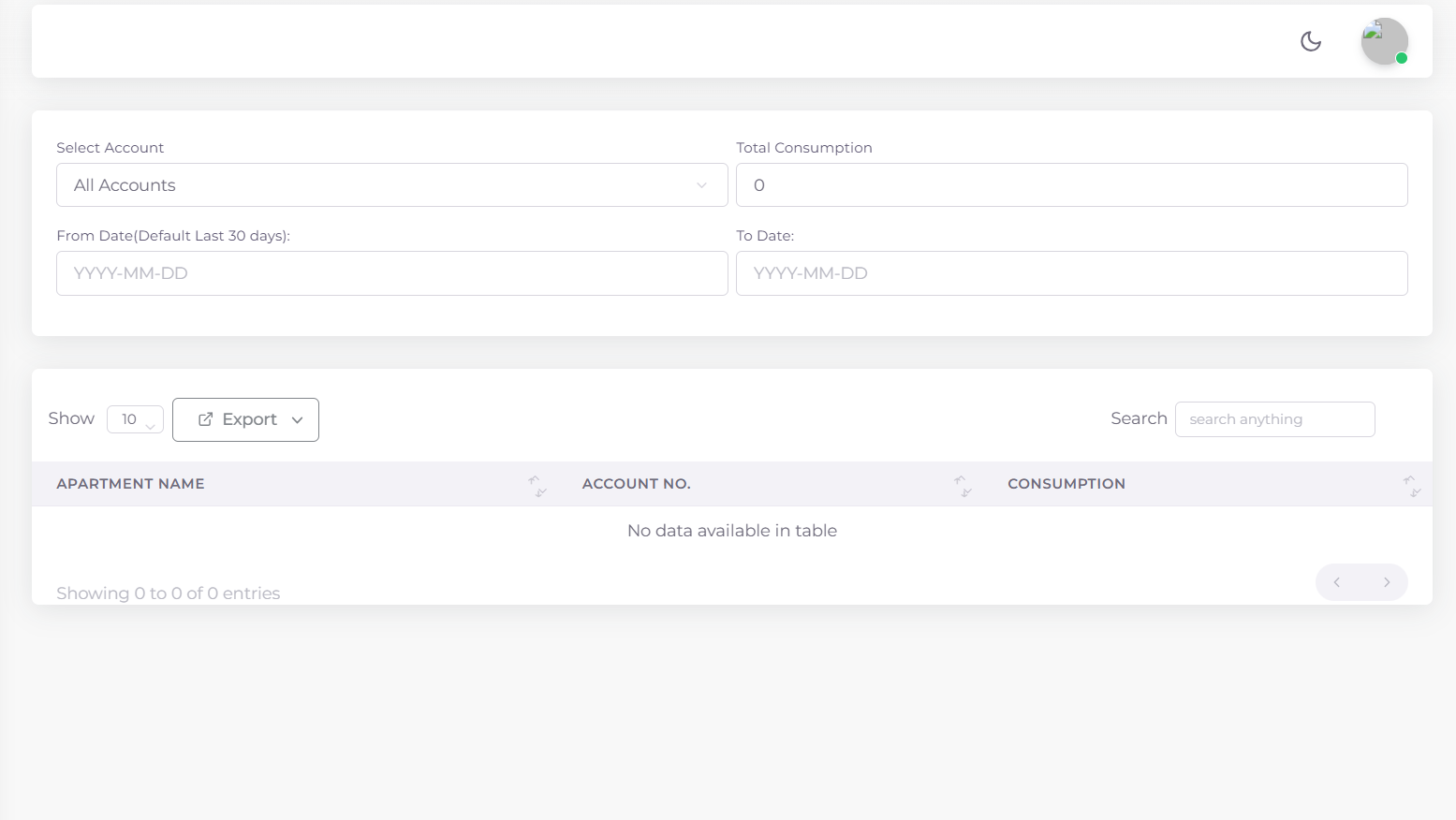 Kejarent Water Consumption Report